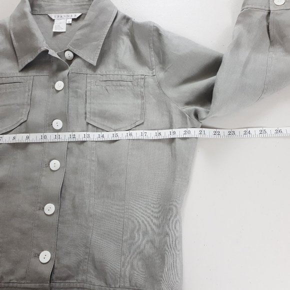 Spanner Taupe Button Down Linen Top - Picture 5 of 13